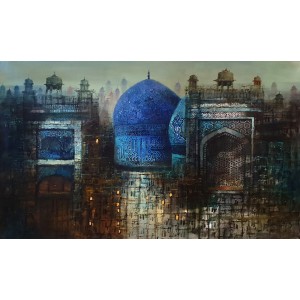 A. Q. Arif, 24 x 42 Inch, Oil on Canvas, Cityscape Painting, AC-AQ-519